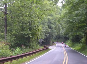 A group of bikers ahead of us on the Tail of the Dragon