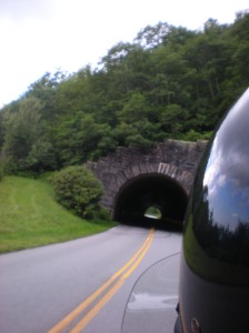 Along the Blue Ridge Parkway there most have been 20 tunnels.  Every one of them made Tom cry for mercy.